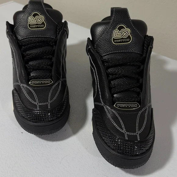 Louis Vuitton Black Sneakers with White Stitching - Picture 3 of 7